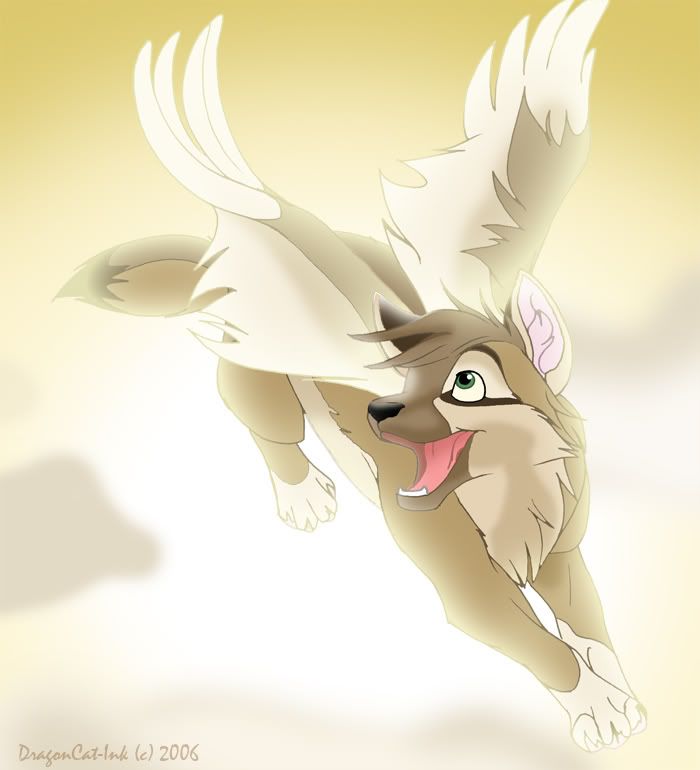 anime wolf puppy. Flying Brown Anime Wolf Pup