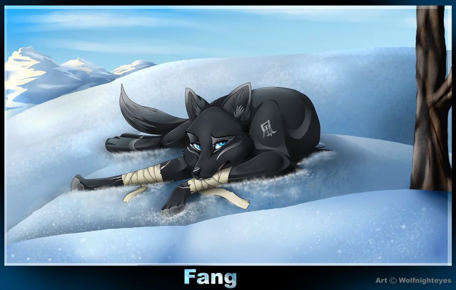 Black Anime Wolf in the Snow