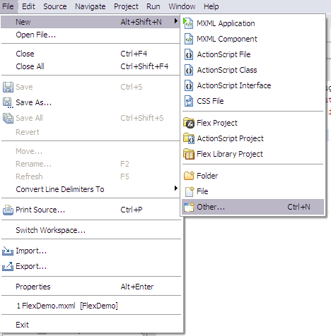 Flex File Menu