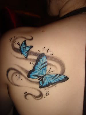 blue butterfly tattoos. lue butterfly tattoo