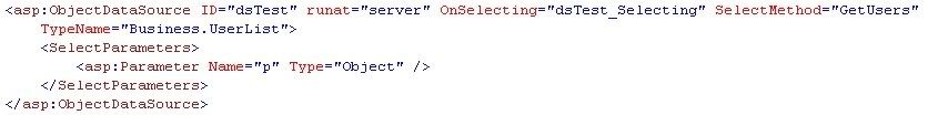 Resulting ObjectDataSource