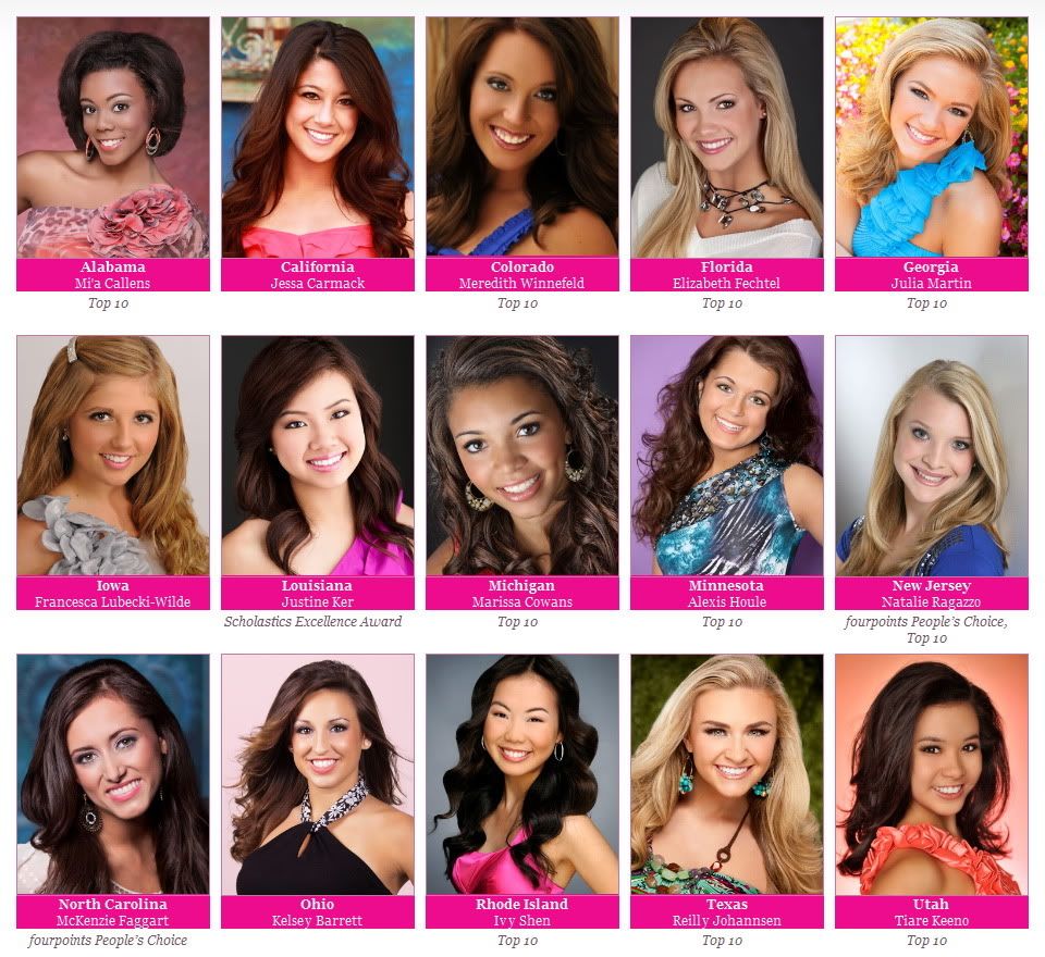 2012 Miss America's Outstanding Teen Top 15 Finalists