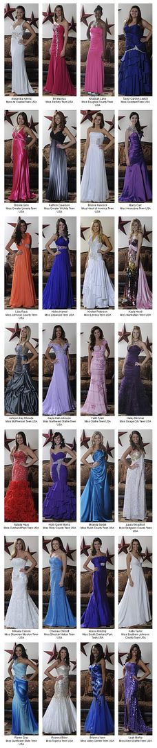 Miss Kansas Teen USA 2012 Contestants in Evening Gown