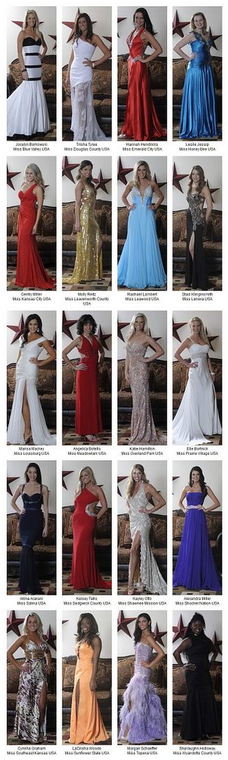 Miss Kansas Teen USA 2012 Contestants in Evening Gown