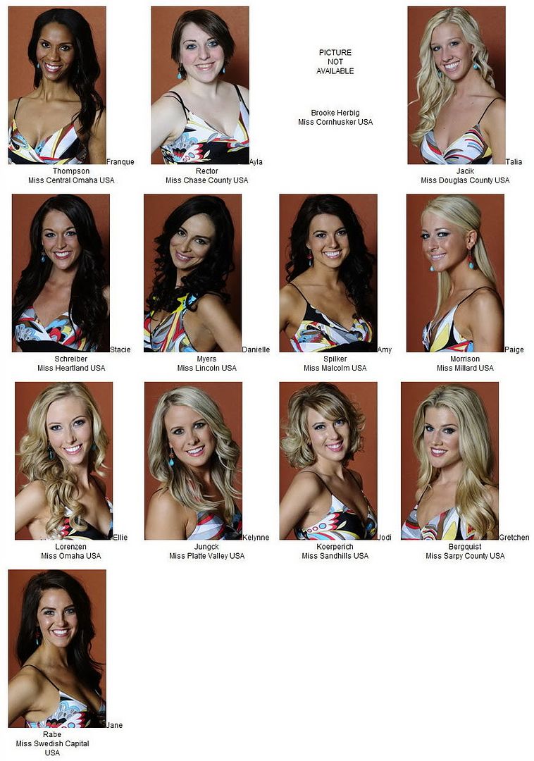 Miss Nebraska USA 2012 - Contestants