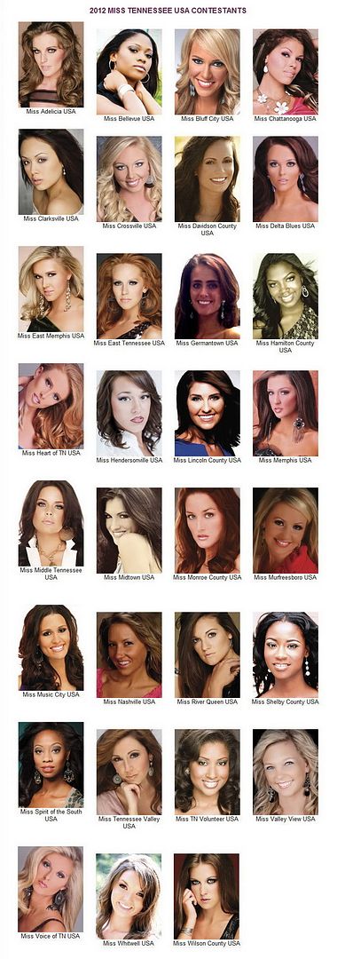 Miss Tennessee USA 2012 - Contestants