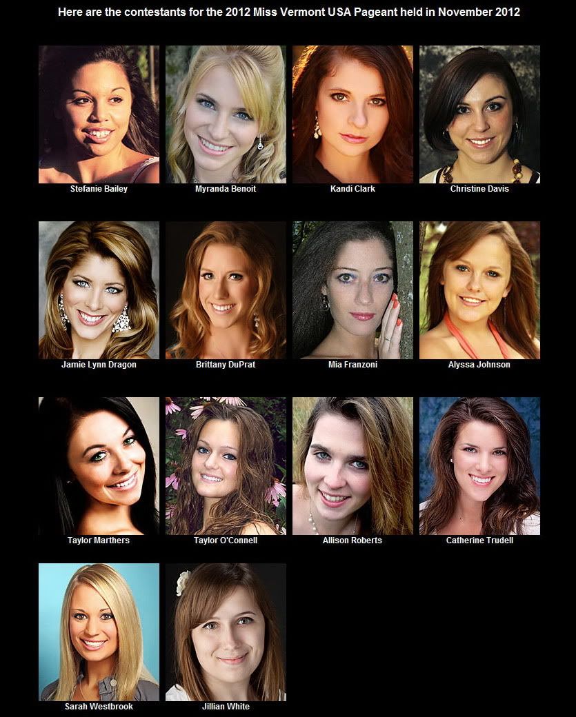 Miss Vermont USA 2012 - Contestants