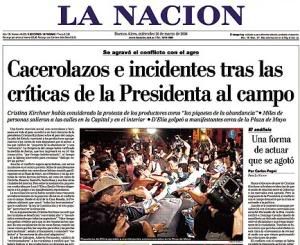 La Nación cover, March 26, 2008