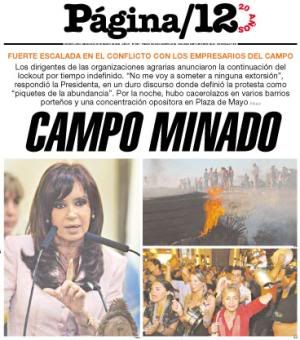 Página/12 cover, March 26, 2008