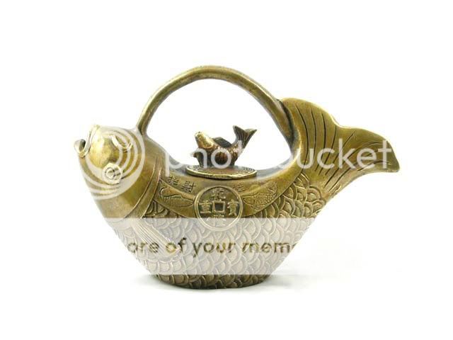 lovable brass carp figure fortune come into pot  