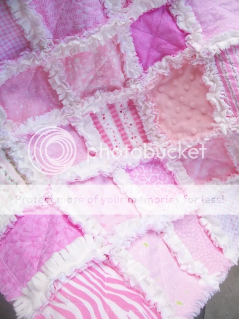 Simply Pink Soft and Sweet Baby Girl Security Rag Quilt w Chenille