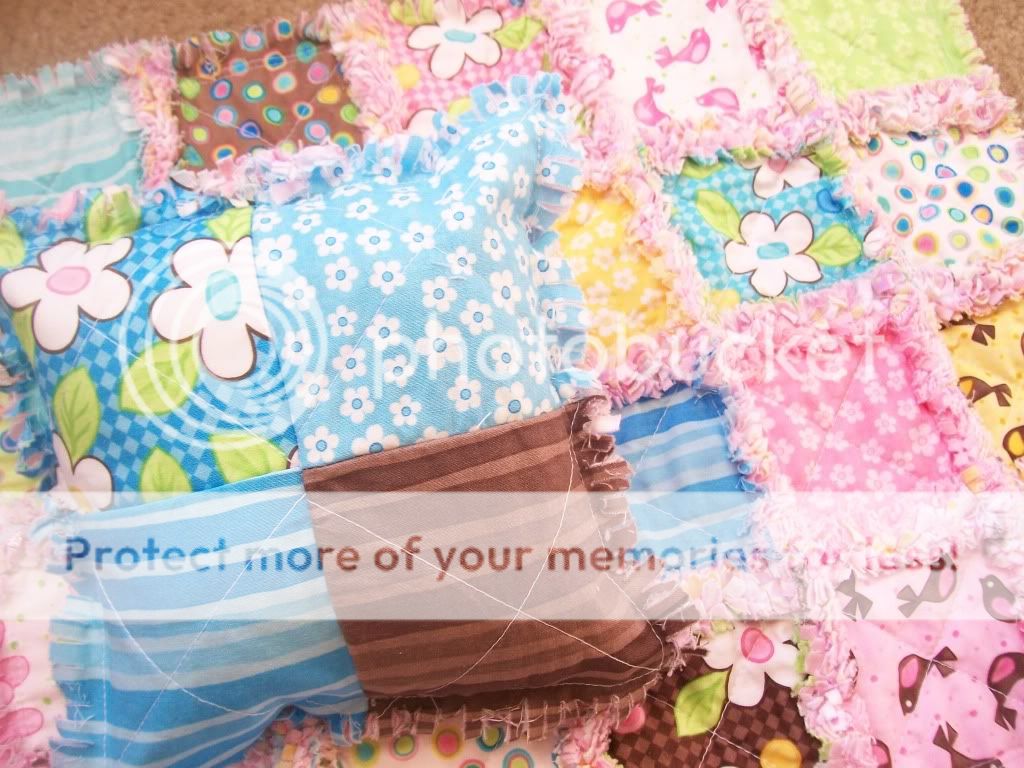 Sweet & cute doll rag quilt blanket and pillow set  